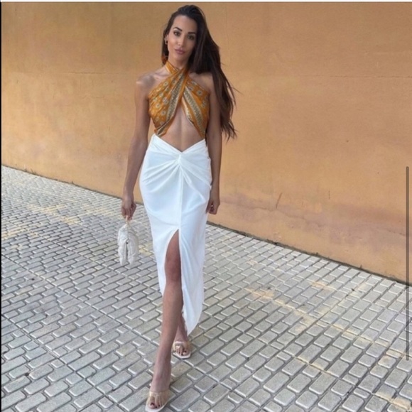 Zara satin effect knot skirt - Picture 10 of 11